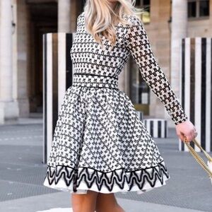 Maje long sleeve black and white party dress. Royan dress